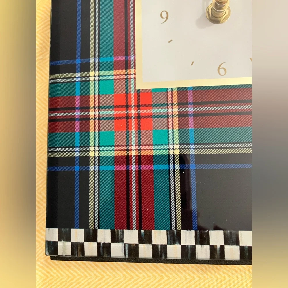 MacKenzie-Childs Tartan Carriage Clock in Red, Teal, Navy, and Black